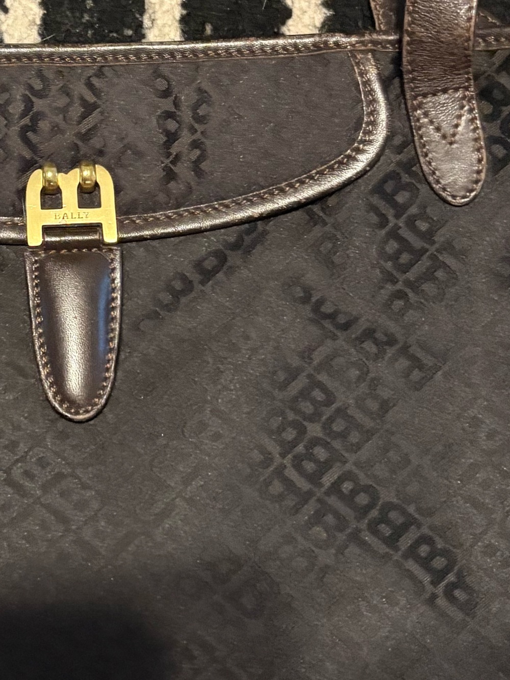 Bally Black Shoulder Tote with Gold Buckle - Picture 3 of 12